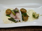 Salziges aus dem Meer an Limettenschaum, dazu Fächerkartoffeln und edles saisonales Gemüse - Rezept - Bild Nr. 14549