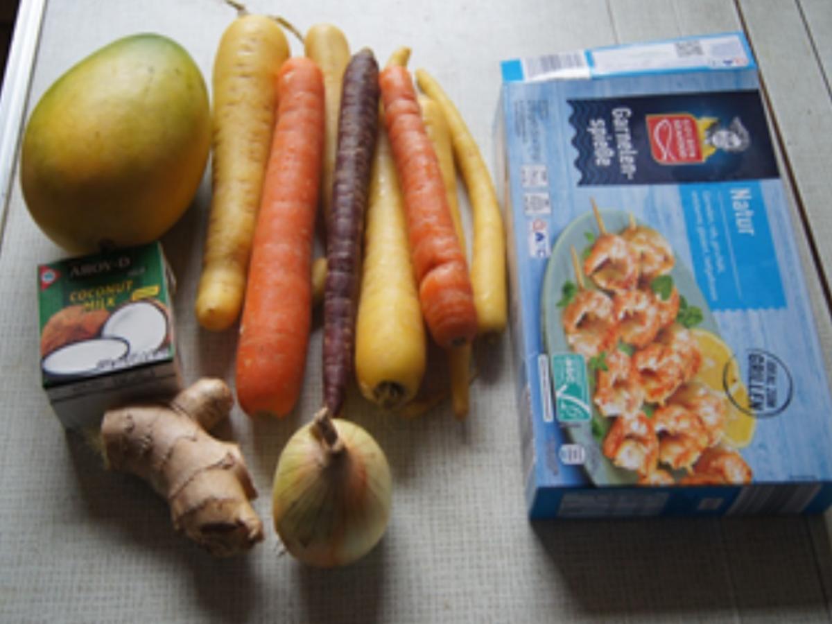 Möhren-Mango-Suppe mit Garnelenspieß - Rezept - Bild Nr. 3