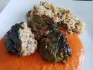 Mangold-Rouladen mit cremiger Paprikasoße und Gemüsereis - Rezept - Bild Nr. 14596