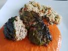 Mangold-Rouladen mit cremiger Paprikasoße und Gemüsereis - Rezept - Bild Nr. 14596