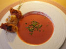 Rote Betesuppe mit Jakobsmuscheln im Speckmantel und Garnelen - Rezept - Bild Nr. 14596