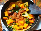 Knusprig-gebratene Pappardelle mit Fleischsauce und Papaya - Rezept - Bild Nr. 14689