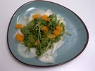 Carpaccio von dem Kohlrabi in Symbiose mit zitrischer Vinaigrette, Rucola und Orangenfile - Rezept - Bild Nr. 14689