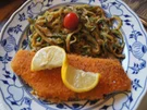 Seelachsfilet paniert in knuspriger Panade mit Zucchini Spaghetti - Rezept - Bild Nr. 2