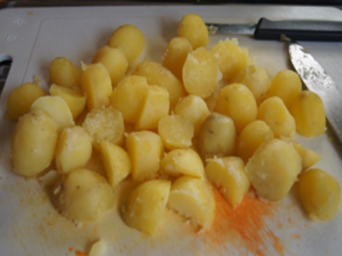 Gelbe Curry-Gemüse-Pfanne mit Fleischwust - Rezept - Bild Nr. 6