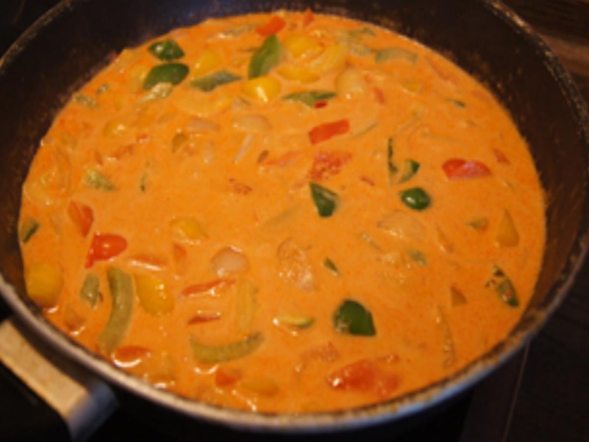 Riesen-Garnelen auf roten Curry-Paprika-Pfannengemüse - Rezept - Bild Nr. 10