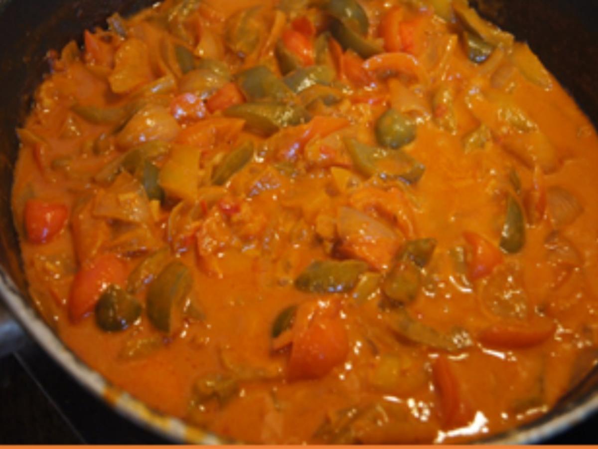 Riesen-Garnelen auf roten Curry-Paprika-Pfannengemüse - Rezept - Bild Nr. 12