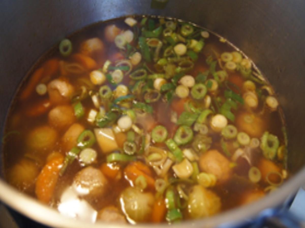 Asiatisch gewürzte Suppe mit gemischter Einlage - Rezept - Bild Nr. 14763
