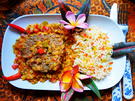 Mandarin-Blütenreis mit Frikadellen im Linsenbett - Rezept - Bild Nr. 14777