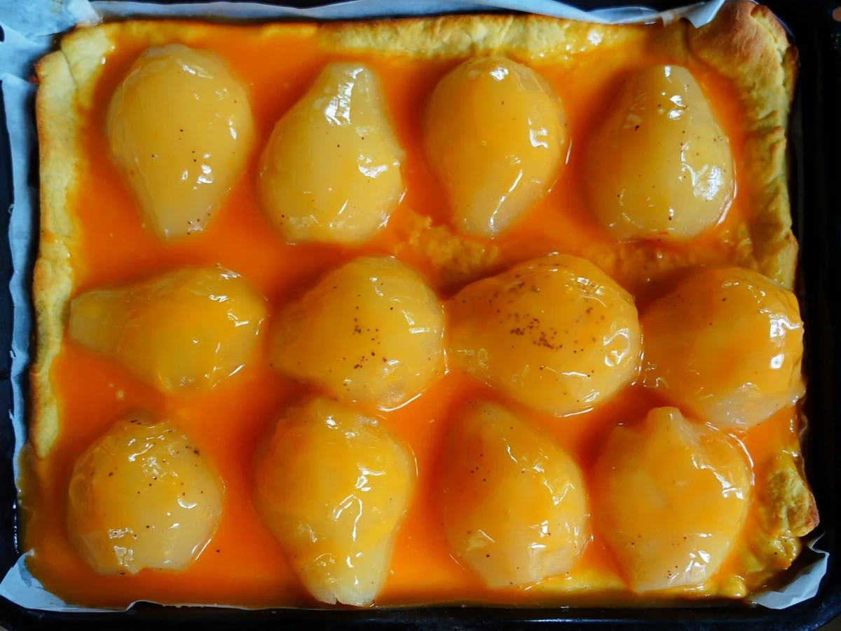 Saftiger Streuselkuchen mit Birnen und Mangopudding - Rezept - Bild Nr. 14778