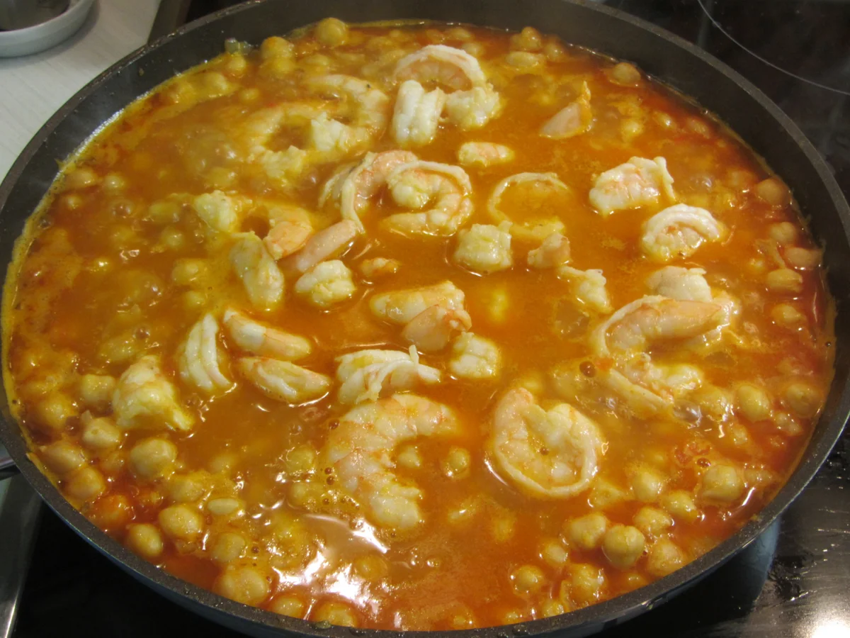 Garbanzos con Gambas  -  Kichererbsen mit Langustinos - Rezept - Bild Nr. 3