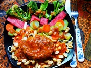 Saftige Frikadelle im Bandnudelbett mit Kailan-Gemüse - Rezept - Bild Nr. 2