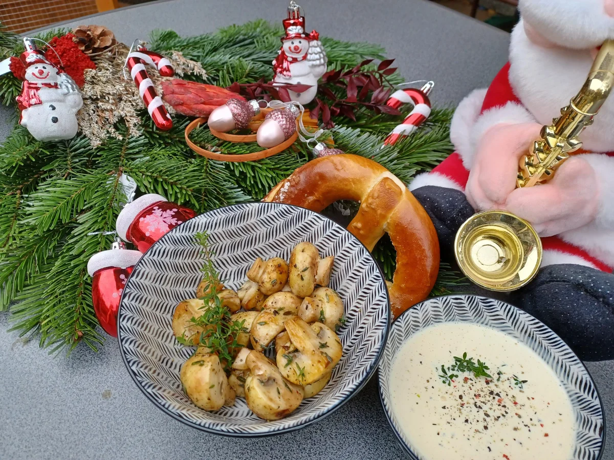 Champignonpfanne und Langos zur kochbar Challenge November 2021 - Rezept - Bild Nr. 14942