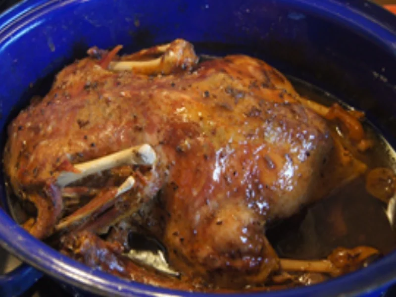 Rezept: 5,5-Stunden Ente mit Sauce, Blaukraut und tschechischen Kartoffelknödeln Bild Nr. 14964 5,5-Stunden Ente mit Sauce, Blaukraut und tschechischen Kartoffelknödeln - Rezept - Bild Nr. 14964