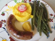 Eichsfelder Schwartenwurst mit Bobby-Bohnen und Kartoffelstampf - Rezept - Bild Nr. 2