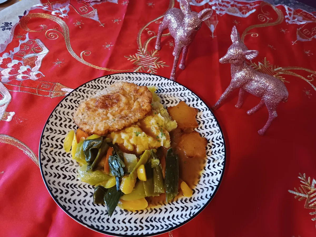 Rezept: Schnitzel mit Kartoffelplätzchen und Möhrengemüse Bild Nr. 14989 Schnitzel mit Kartoffelplätzchen und Möhrengemüse - Rezept - Bild Nr. 14989