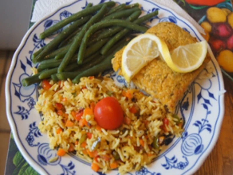 Rezept: Schlemmerfilet mit Bobby Bohnen und Gemüsebratreis Bild Nr. 14986 Schlemmerfilet mit Bobby Bohnen und Gemüsebratreis - Rezept - Bild Nr. 14986