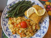 Schlemmerfilet mit Bobby Bohnen und Gemüsebratreis - Rezept - Bild Nr. 14986