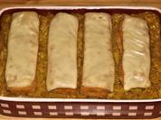 Fischstäbchen überbacken auf Kurkuma-Zwiebel-Frischkäse-Reis - Rezept - Bild Nr. 2
