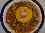 Gebratenes Hähnchenbrustfilet mit bunten Gemüse und Basmatireis - Rezept - Bild Nr. 15139