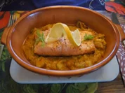 Lachs auf Curry-Sahne-Fenchelgemüse - Rezept - Bild Nr. 15154
