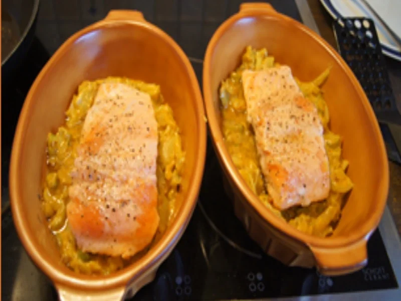 Lachs auf Curry-Sahne-Fenchelgemüse - Rezept - Bild Nr. 15170