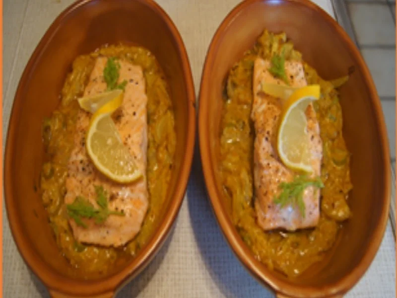 Lachs auf Curry-Sahne-Fenchelgemüse - Rezept - Bild Nr. 15174