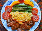 Doppelgesichtige Nudeln mit Saftfleisch und grünen Bohnen - Rezept - Bild Nr. 15169