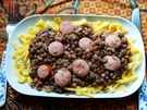 Rezept: Schwäbische Spätzle mit süß-sauren Linsen und Bockwurst Bild Nr. 2 Schwäbische Spätzle mit süß-sauren Linsen und Bockwurst - Rezept - Bild Nr. 2