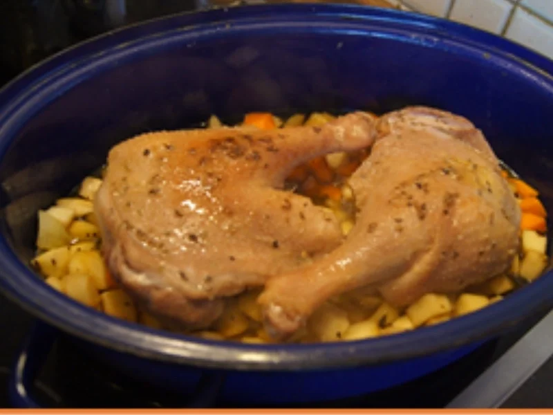 Rezept: Gänsekeule mit Böhmischen Knödeln, Gemüsecreme und Apfelrotkohl Bild Nr. 15241 Gänsekeule mit Böhmischen Knödeln, Gemüsecreme und Apfelrotkohl - Rezept - Bild Nr. 15241