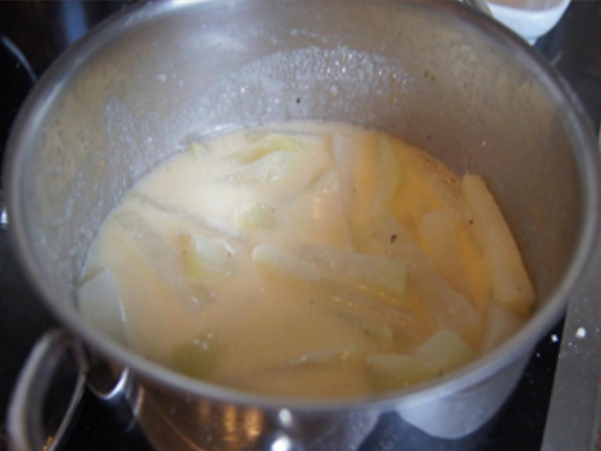 Nackenkotelett mit Rahm-Kohlrabi und Süßkartoffelstampf - Rezept - Bild Nr. 9