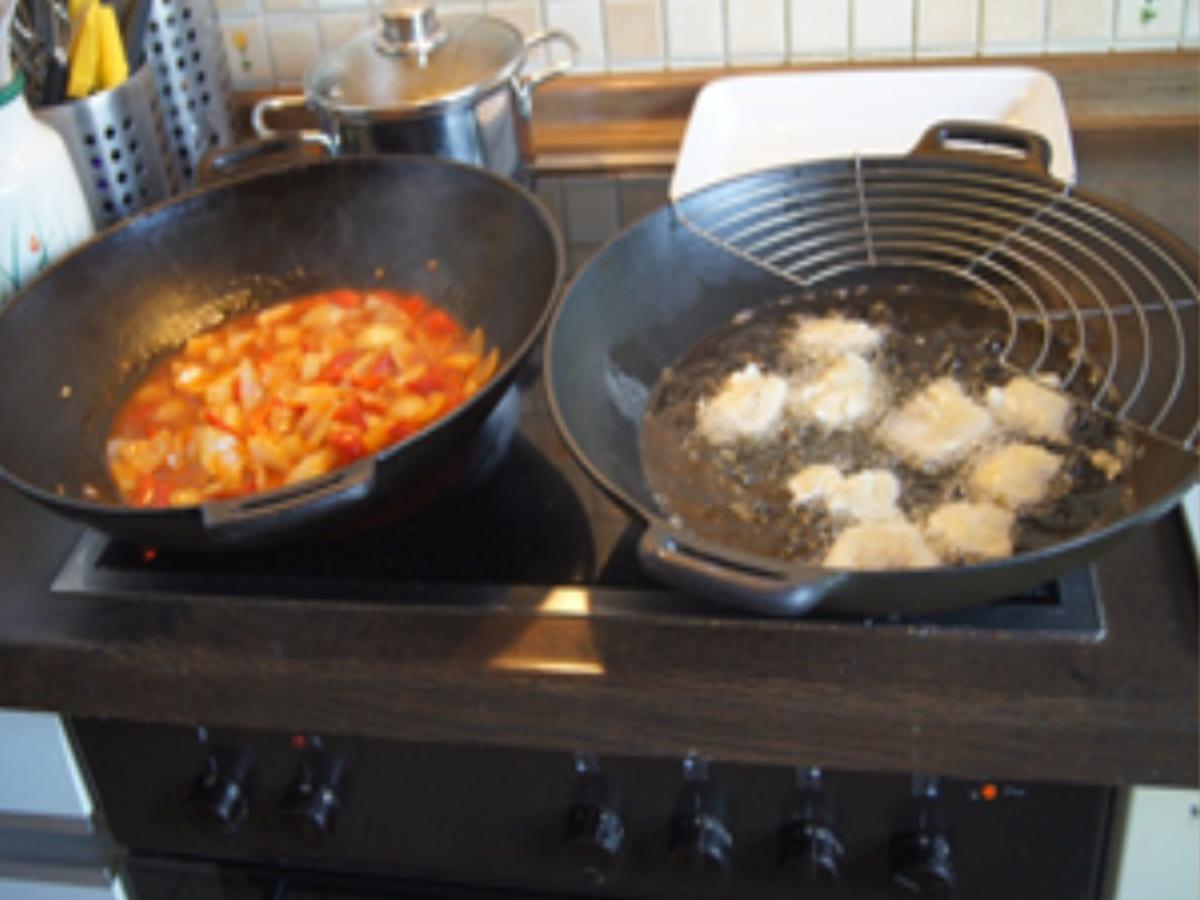 Seelachsfilet frittiert mit Gemüse süß-sauer und Basmati-Reis - Rezept - Bild Nr. 17