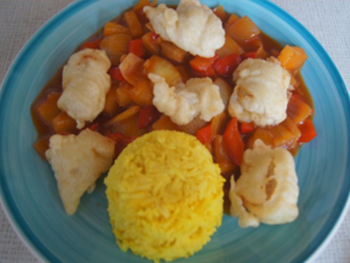 Seelachsfilet frittiert mit Gemüse süß-sauer und Basmati-Reis - Rezept - Bild Nr. 22