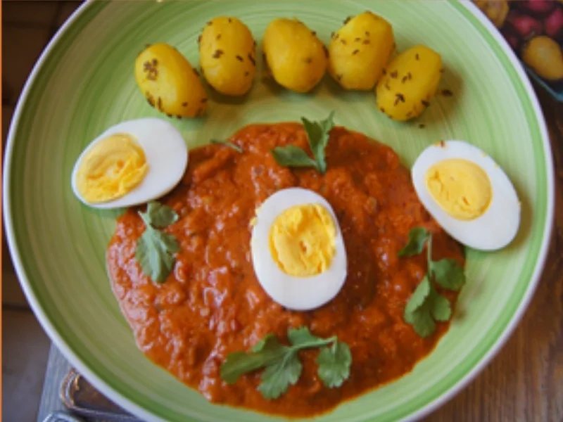 Eiercurry mit Tomaten und Kümmel-Drillingen - Rezept - Bild Nr. 15296