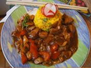 Hähnchenbrustfilet mit Champignons und gelben Basmatireis mit Koriander - Rezept - Bild Nr. 2