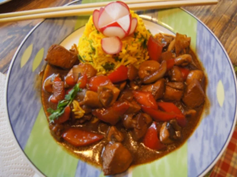 Hähnchenbrustfilet mit Champignons und gelben Basmatireis mit Koriander - Rezept - Bild Nr. 20