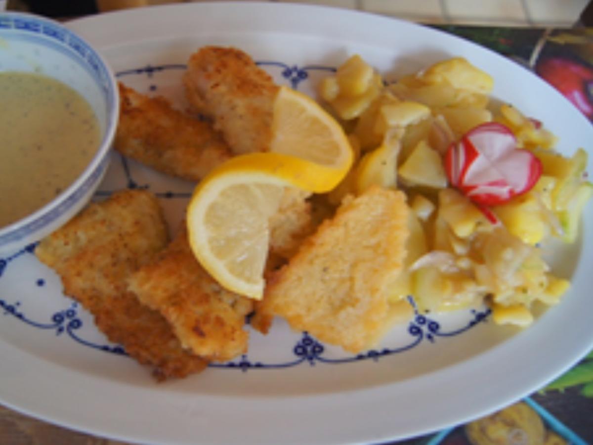 Gebratenes Seelachsfilet mit Kartoffelsalat und einfacher Remoulade - Rezept - Bild Nr. 2