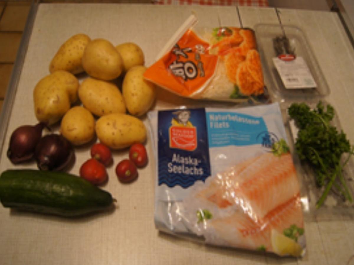 Gebratenes Seelachsfilet mit Kartoffelsalat und einfacher Remoulade - Rezept - Bild Nr. 3