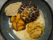 Thunfischtatar mit Orangensugo und roten Linsen - Rezept - Bild Nr. 15380