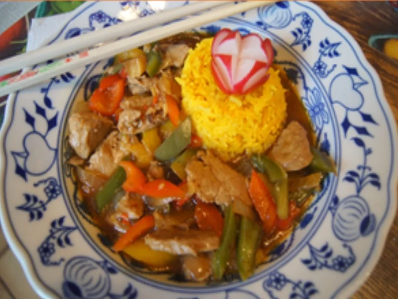 Schweinefilet mit Paprikamix und Basmatireis - Rezept - Bild Nr. 15404