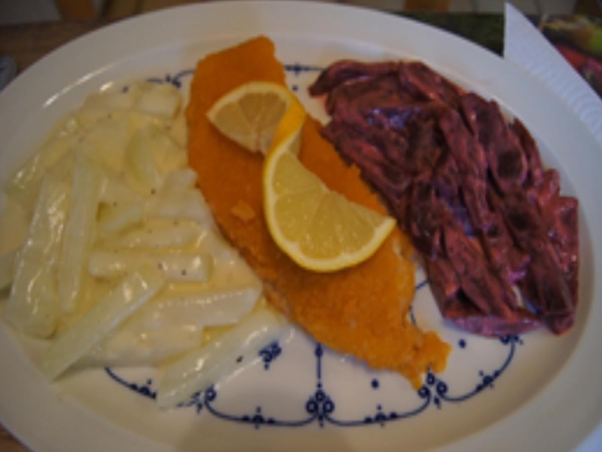 Bratfisch mit Rahm-Kohlrabi-Gemüse und Rote-Bete-Salat - Rezept - Bild Nr. 11