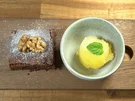 Orangensorbet mit Schokokuchen und karamellisierten Walnüssen - Rezept - Bild Nr. 2