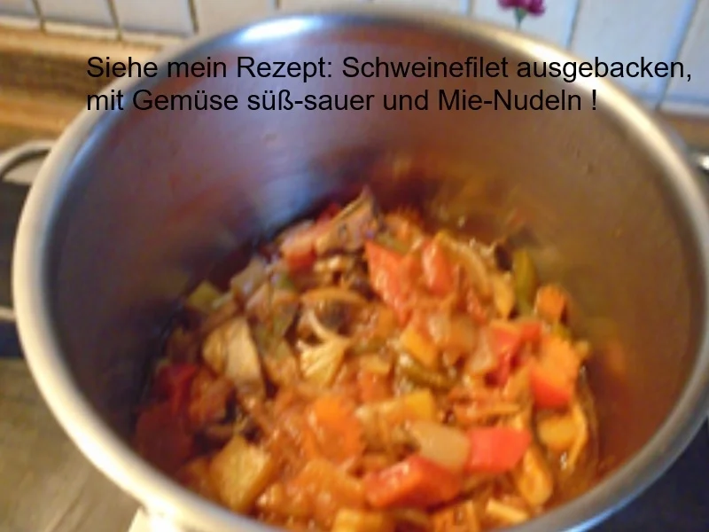 Rezept: Gabelspaghetti mit Gemüse süß-sauer Bild Nr. 4 Gabelspaghetti mit Gemüse süß-sauer - Rezept - Bild Nr. 4