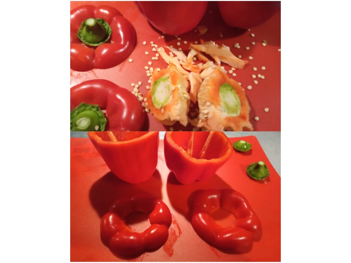 Gefüllte Paprikaschoten- Naturreis- und kleinem Salat. - Rezept - Bild Nr. 15443