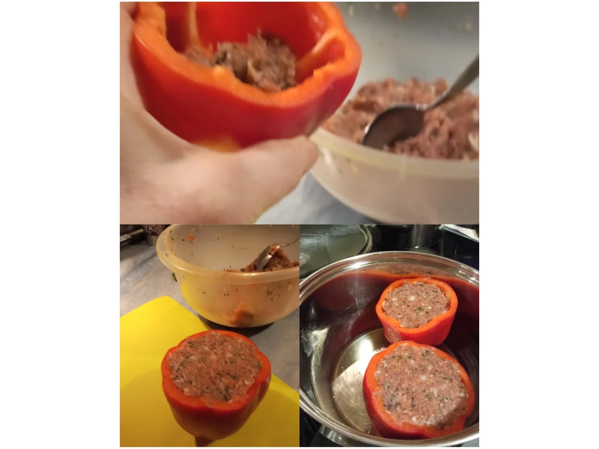 Gefüllte Paprikaschoten- Naturreis- und kleinem Salat. - Rezept - Bild Nr. 15446