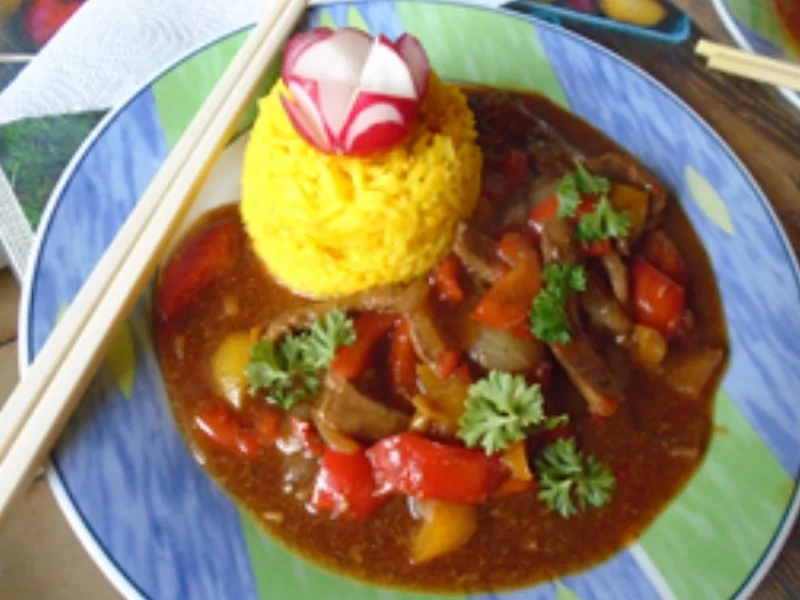 Minutensteak mit Paprika und Basmatireis - Rezept - Bild Nr. 15447