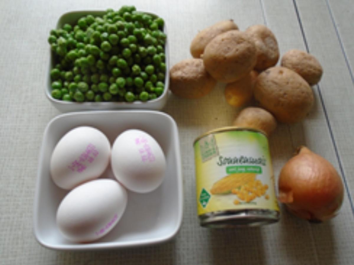 Erbsen-Kartoffel-Stampf mit Mais-Rührei - Rezept - Bild Nr. 3