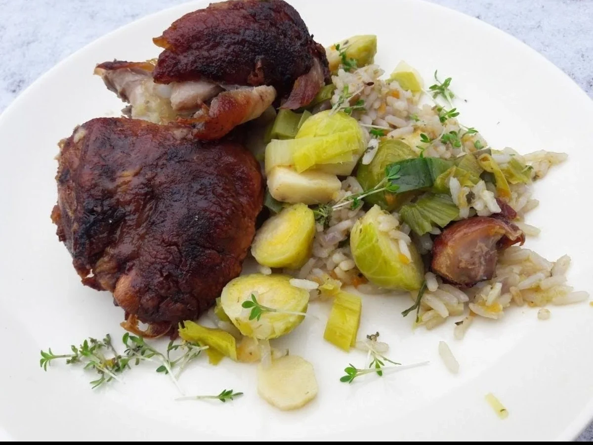 Hähnchen auf Gemüsereis - Rezept - Bild Nr. 15448