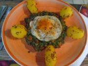 Paprika-Spinat-Gemüse mit Spiegelei und Kümmel-Drillingen - Rezept - Bild Nr. 2