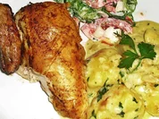 Rezept: Broiler vom Spiess mit Sahnekartoffeln Bild Nr. 15531 Broiler vom Spiess mit Sahnekartoffeln - Rezept - Bild Nr. 15531